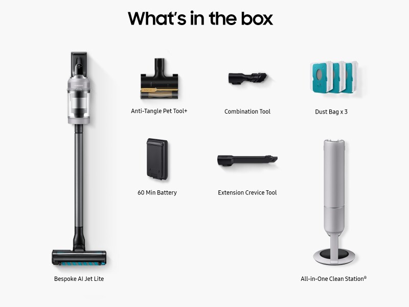 Bespoke AI Jet™ Lite Cordless Stick Vacuum with All-in-One Clean Station® and 280AW Suction Power in Pebble Gray VS80F28DMPAA