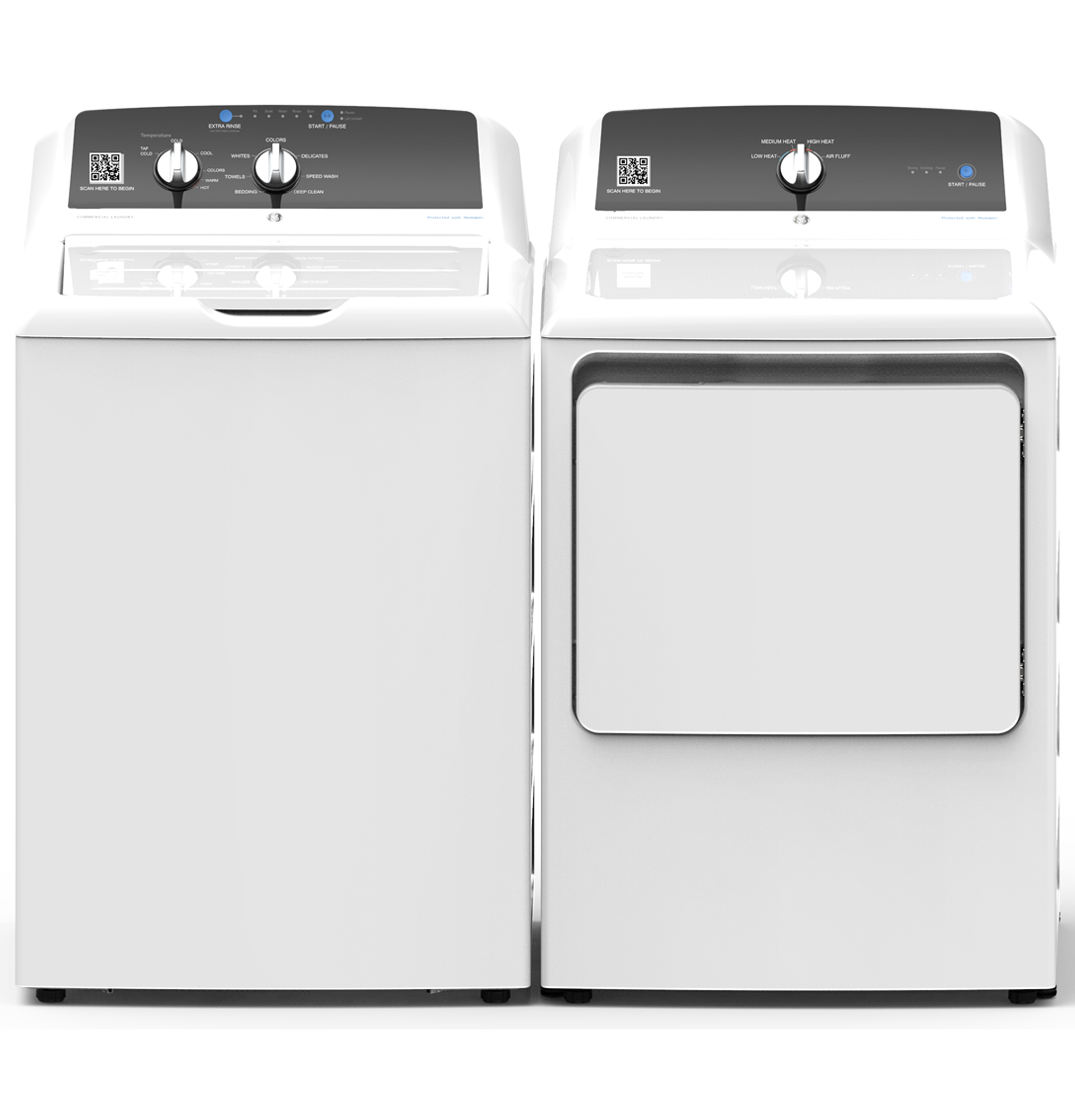 GE 7.4 cu. ft. Capacity aluminized alloy drum Commercial Electric Dryer with Sensor Dry, Built-In App Payment System SITE WIFI REQUIRED White VTD52EASRWB Picture 1