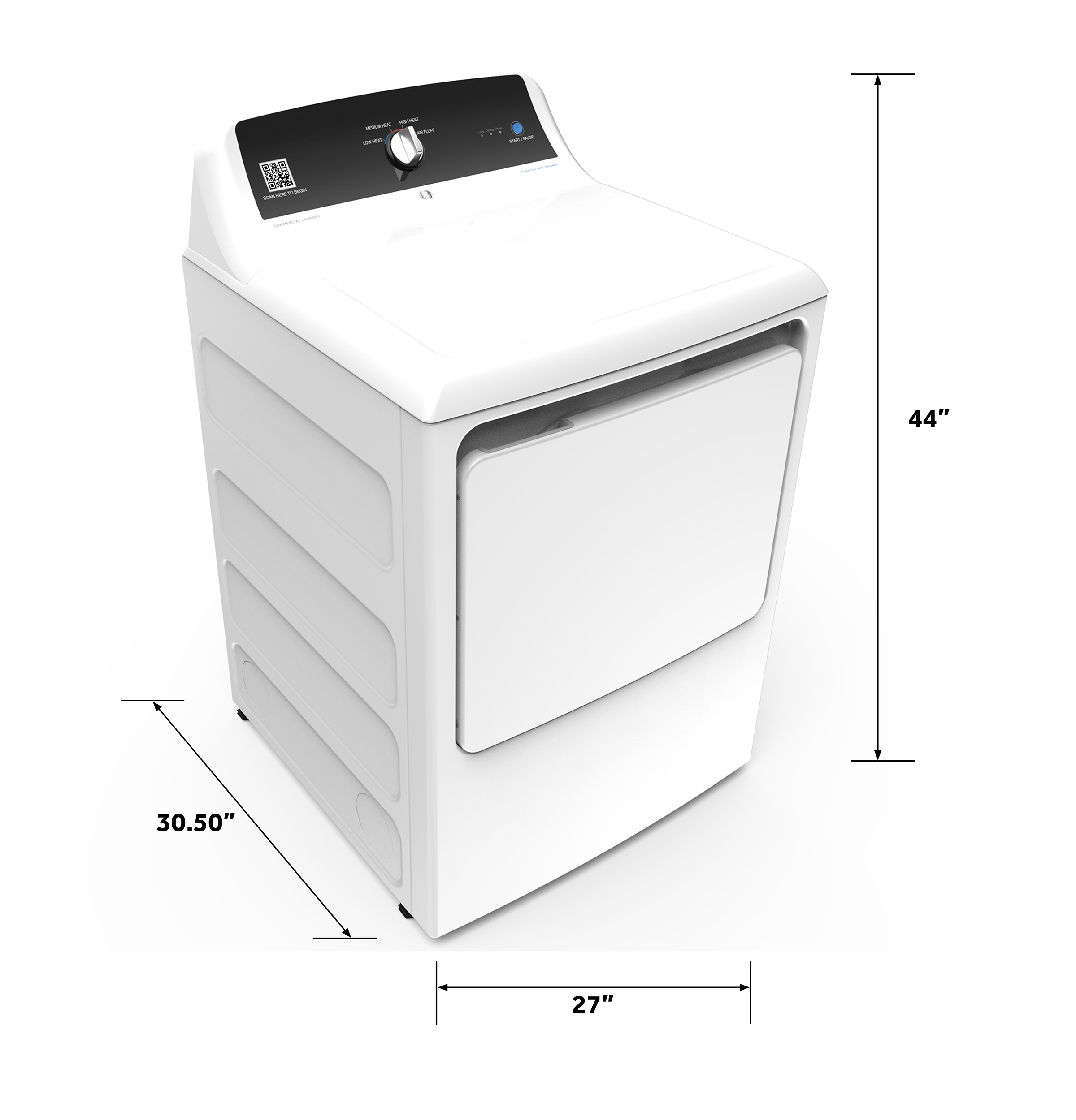 7.4 cu. ft. Capacity aluminized alloy drum Commercial Electric Dryer with Sensor Dry, Built-In App Payment System SITE WIFI REQUIRED VTD52EASRWB