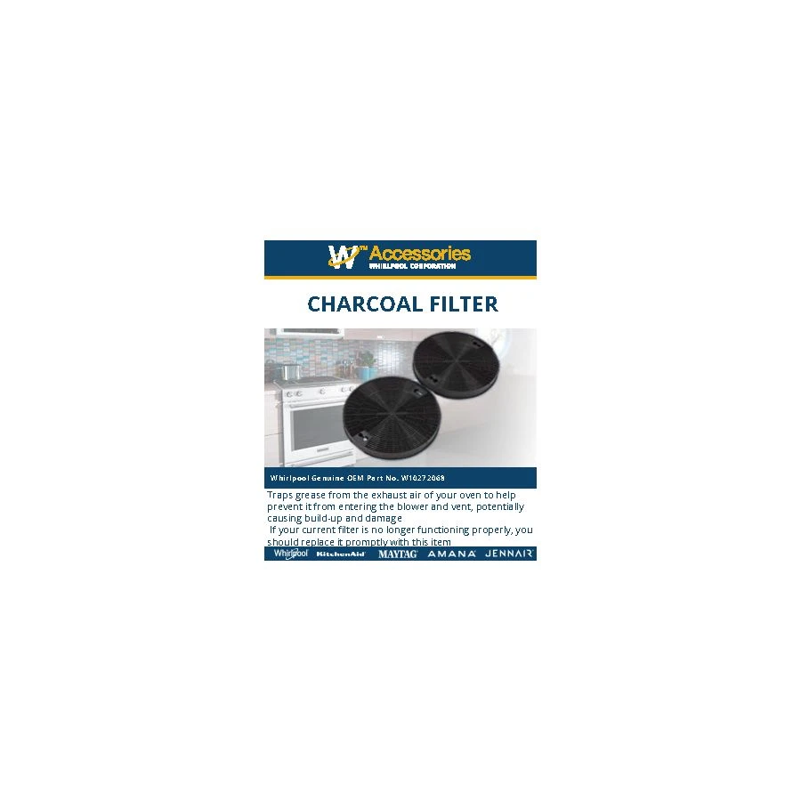 2-pack Charcoal Range Hood Filters For Various Models - Jxw0330w And Uxt5536aa W10272068