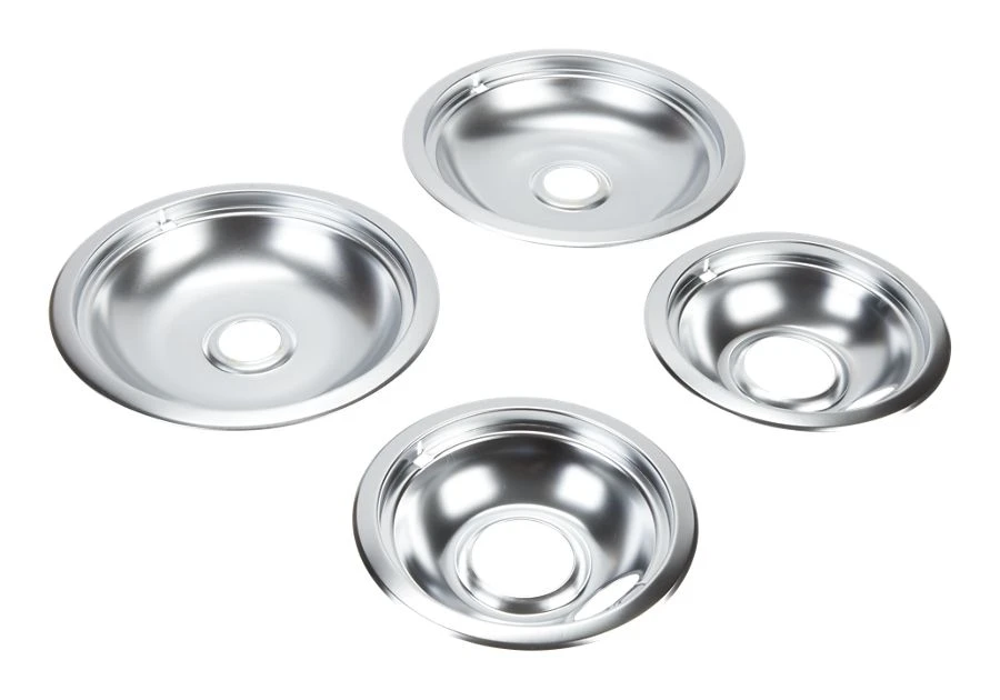 Range Electric/cooktop 4-pack Round Drip Bowls (two 6-in And Two 8-in) - Chrome For Non-hinged, 2-wire Plug Cooking Elements W10278125