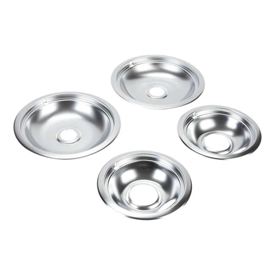 Range Electric/Cooktop 4-Pack Round Drip Bowls (Two 6-IN and Two 8-IN) - Chrome for Non-Hinged, 2-Wire Plug Cooking Elements W10278125