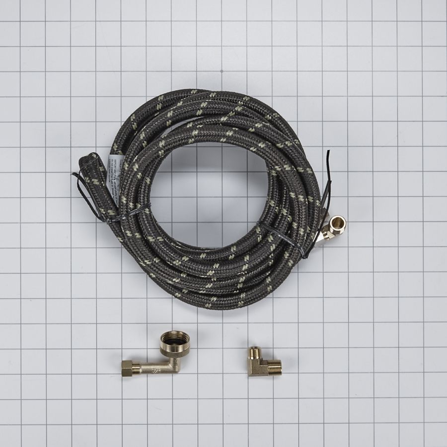 Dishwasher Inlet Supply Hose Kit Of 12' Rubber Hose With Two 3/8" Ends, And 3/8" & 3/4" Connectors W10278628IP