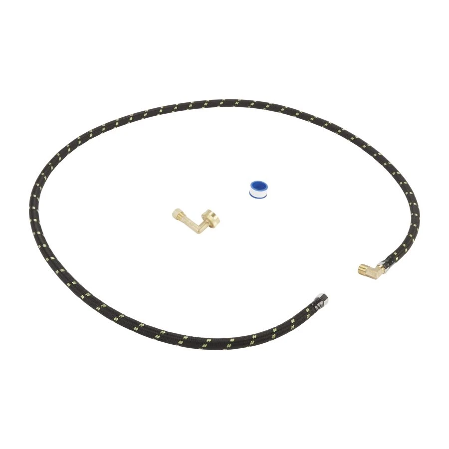 Dishwasher Water Line Installation Kit With 6' Braided Hose, 3/8" Comp X 3/8" Npt Male Elbow Fitting, 3/4" Nh X 3/8" Comp Gooseneck Fitting With Epdm Washer, Teflon Tape, And Instructions W10