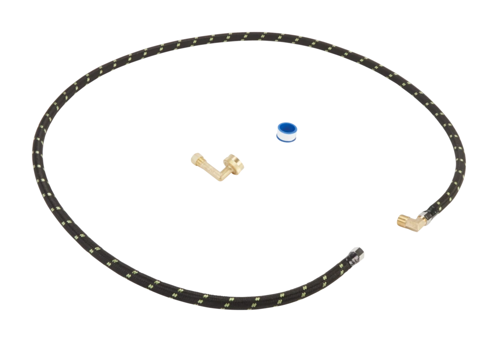 Dishwasher Water Line Installation Kit With 6' Braided Hose, 3/8" Comp X 3/8" Npt Male Elbow Fitting, 3/4" Nh X 3/8" Comp Gooseneck Fitting With Epdm Washer, Teflon Tape, And Instructions W10278636RC