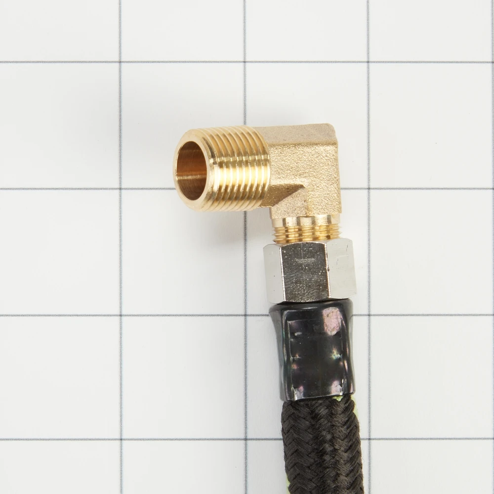 Dishwasher Water Line Installation Kit With 6' Braided Hose, 3/8" Comp X 3/8" Npt Male Elbow Fitting, 3/4" Nh X 3/8" Comp Gooseneck Fitting With Epdm Washer, Teflon Tape, And Instructions W10278636RC