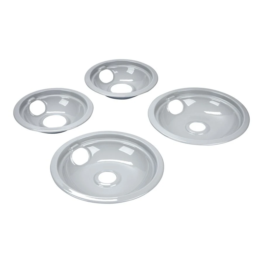 Range Electric/Cooktop 4-Pack Round Drip Bowls (Two 6-IN and Two 8-IN) - Grey for Non-Hinged, 2-Wire Plug Cooking Elements W10291024