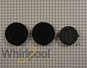 Range Hood Recirculation Kit with (2) charcoal filters, (1) black vent cover and (2) mounting screws, fits UXL5430BSS W10490330