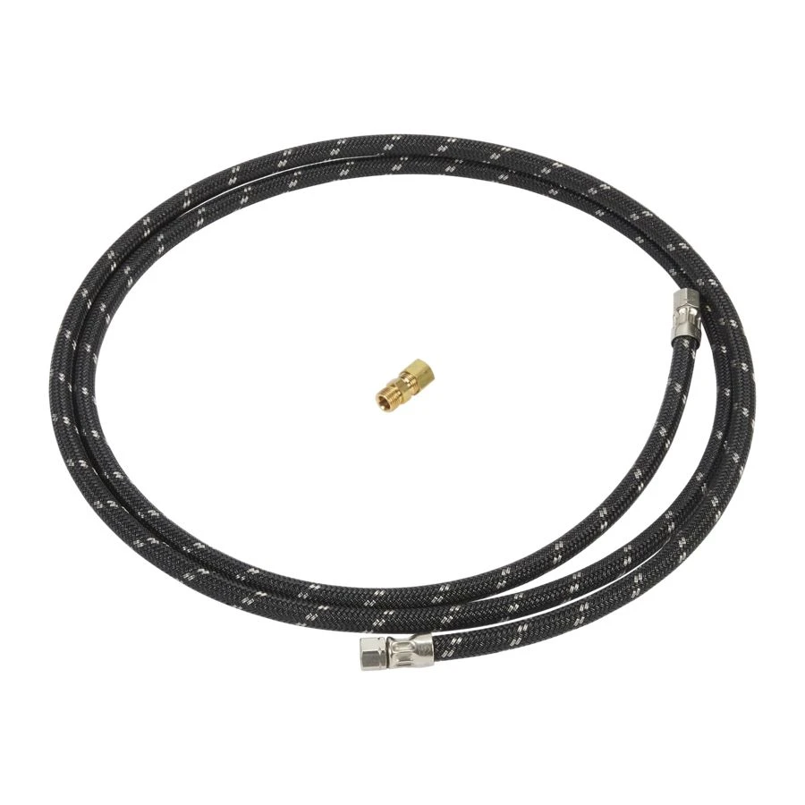 Refrigerator Water Line Installation Kit, Black, with (1) 7'L industrial braided flexible hose and (1) brass union W10505928RP
