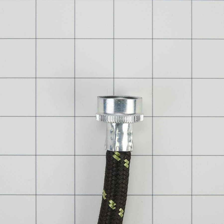 2' and 5' Black braided steam dryer hose kit with 90-degree elbow, Y-connector, and 5 washers - 1 pack W10623830