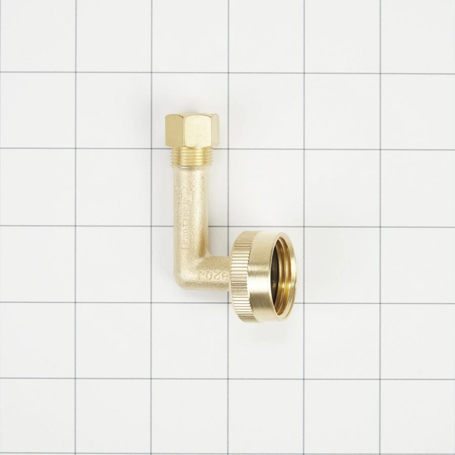 Dishwasher Brass Gooseneck Fitting with washer, 3/4" NH x 3/8" compression fitting W10685193