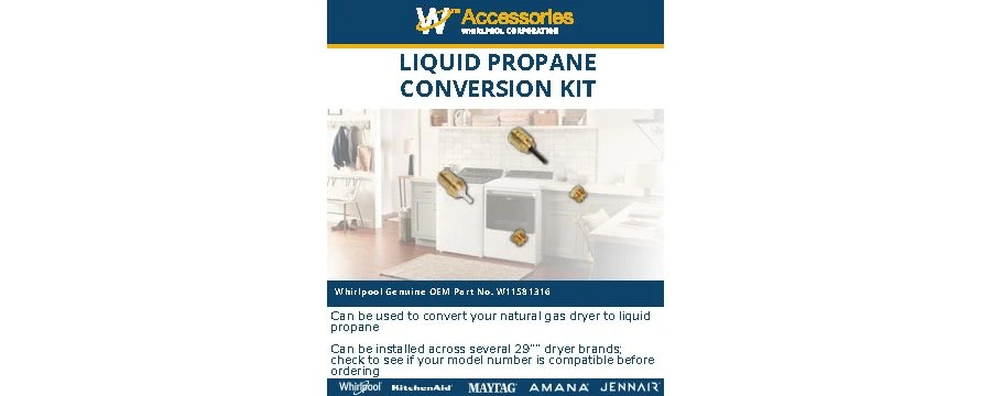 Gas Dryer Conversion Kit W11581316