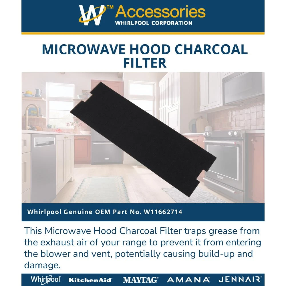 Microwave Hood Combination Charcoal Filter for WMMF5930P, KMMF330P, MMMF6030P Models (19-IN X 6.25-IN) W11662714