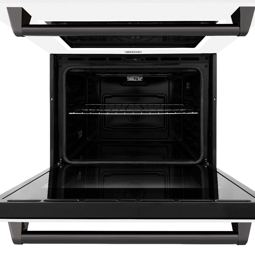 ZLINE Autograph Edition 30 in. Professional True Convection Double Wall Oven with Air Fry and Self Clean in Stainless Steel with White Matte Doors and Matte Black Handles (WADZ-WM-30-MB) WADZWM30MB