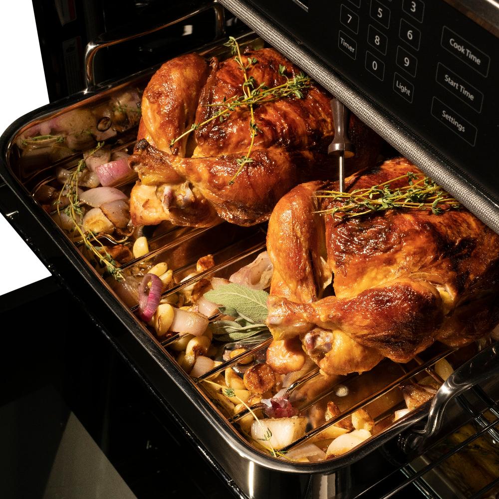 ZLINE Autograph Edition 30 in. Professional True Convection Single Wall Oven with Air Fry and Self Clean in Stainless Steel with White Matte Door and Champagne Bronze Handle (WASZ-WM-30-CB) WASZWM30CB