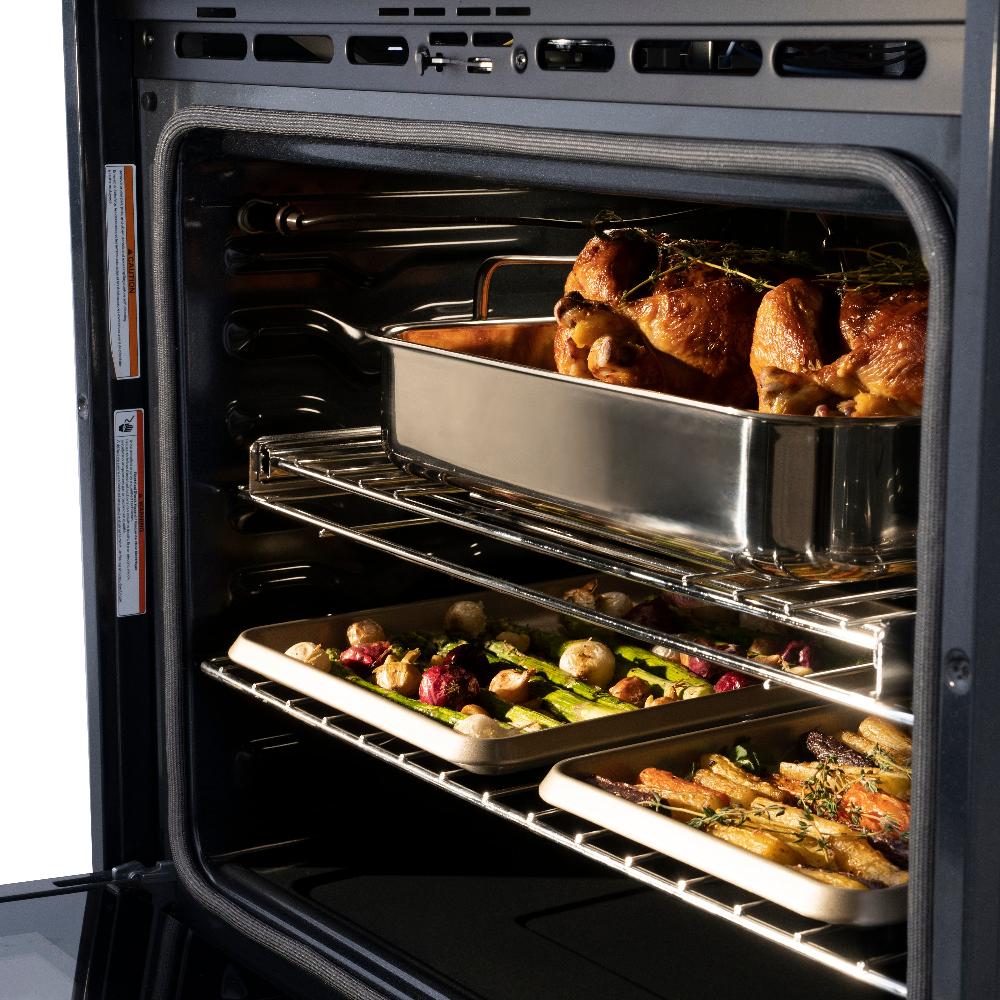 ZLINE Autograph Edition 30 in. Professional True Convection Single Wall Oven with Air Fry and Self Clean in Stainless Steel with White Matte Door and Champagne Bronze Handle (WASZ-WM-30-CB) WASZWM30CB