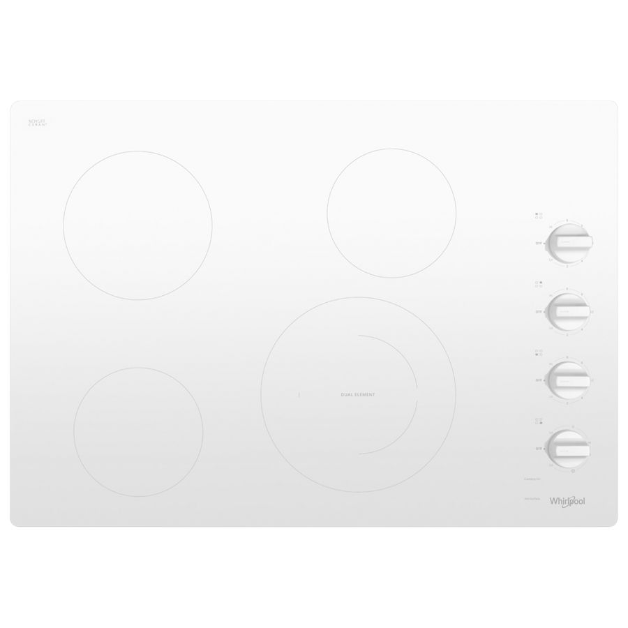 Whirlpool 30-inch Electric Ceramic Glass Cooktop with Dual Radiant Element White WCE55US0HW Picture 1