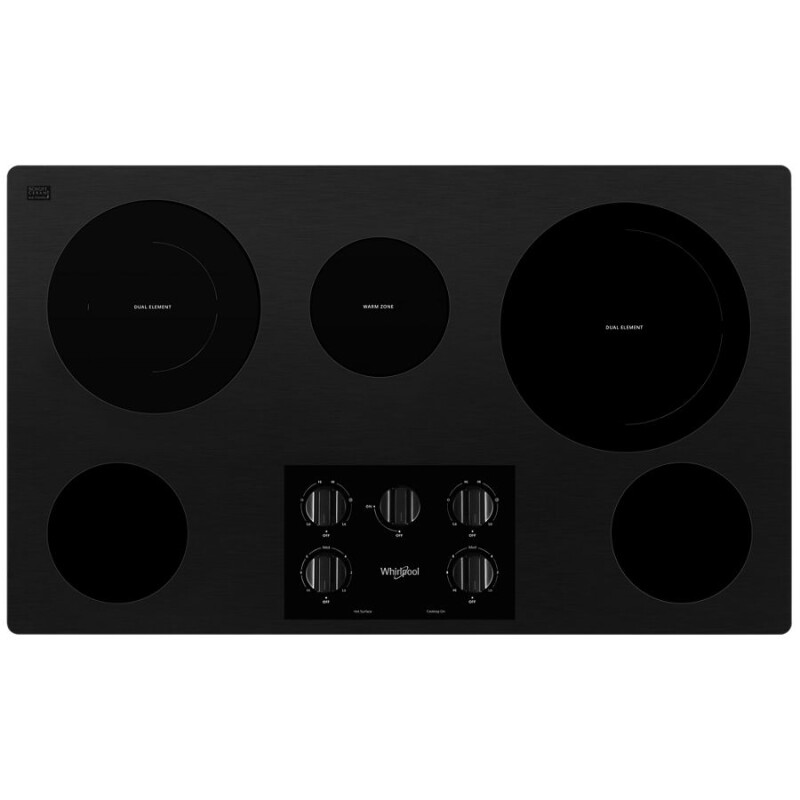 Whirlpool 36-inch Electric Ceramic Glass Cooktop with Two Dual Radiant Elements Black WCE77US6HB Picture 1