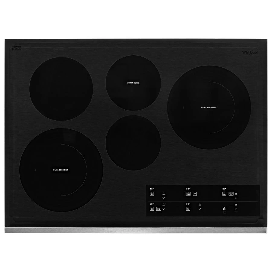 30-inch Electric Ceramic Glass Cooktop with Two Dual Radiant Elements WCE97US0KS