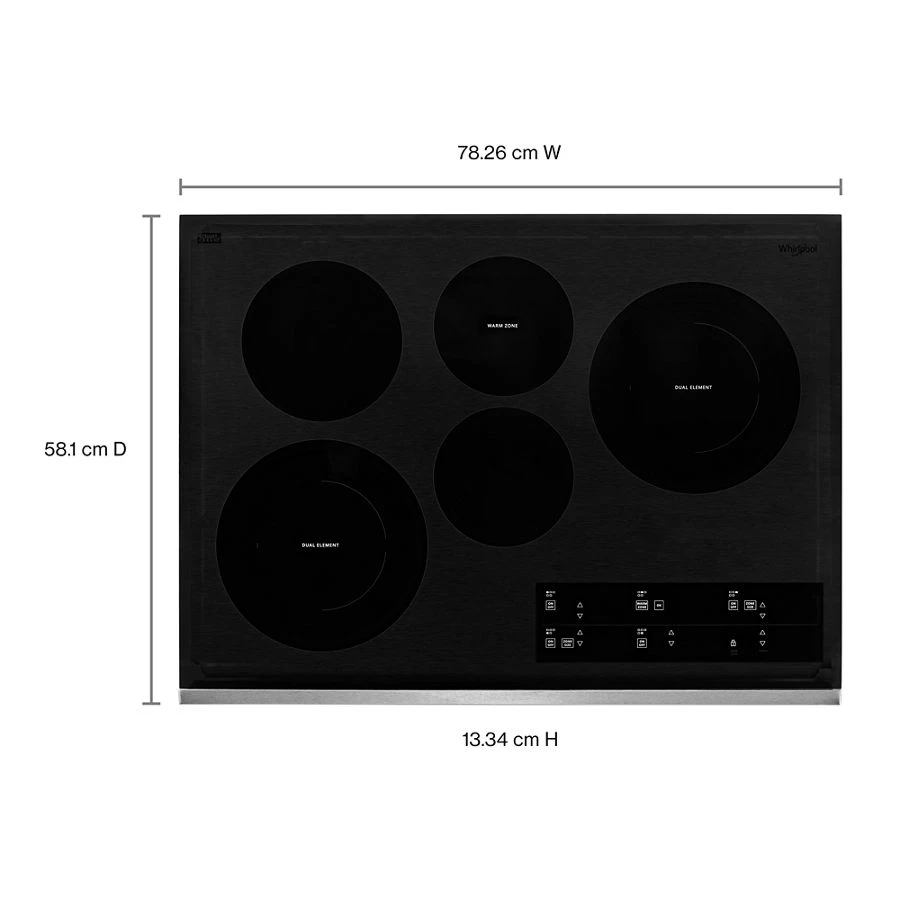 30-inch Electric Ceramic Glass Cooktop with Two Dual Radiant Elements WCE97US0KS