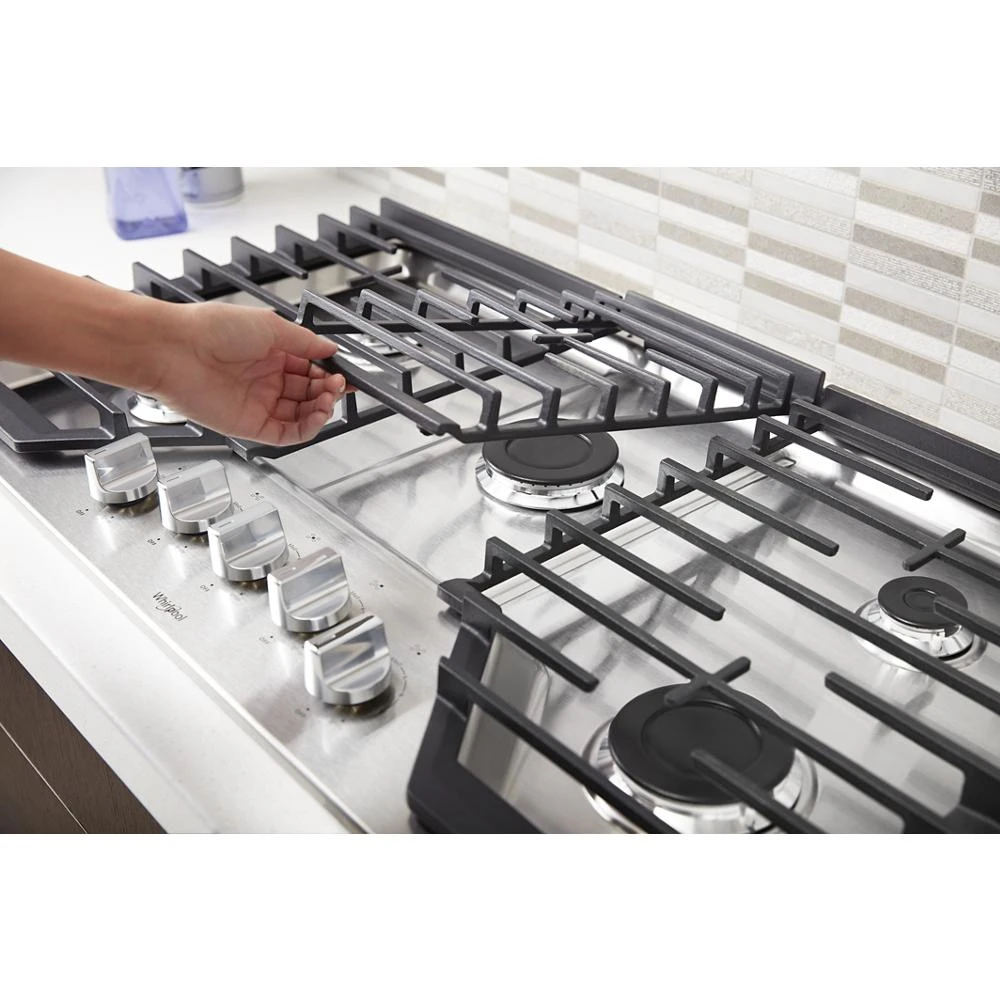 36-inch Gas Cooktop with EZ-2-Lift Hinged Cast-Iron Grates WCG55US6HS