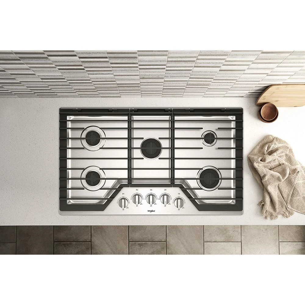 36-inch Gas Cooktop with EZ-2-Lift Hinged Cast-Iron Grates WCG55US6HS