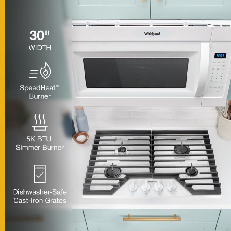 Whirlpool 30-inch Gas Cooktop with SpeedHeat™ Burners White WCGK3030PW Picture 1