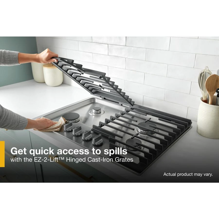 30-inch Gas Cooktop with EZ-2-Lift™ Hinged Cast-Iron Grates WCGK5030PS