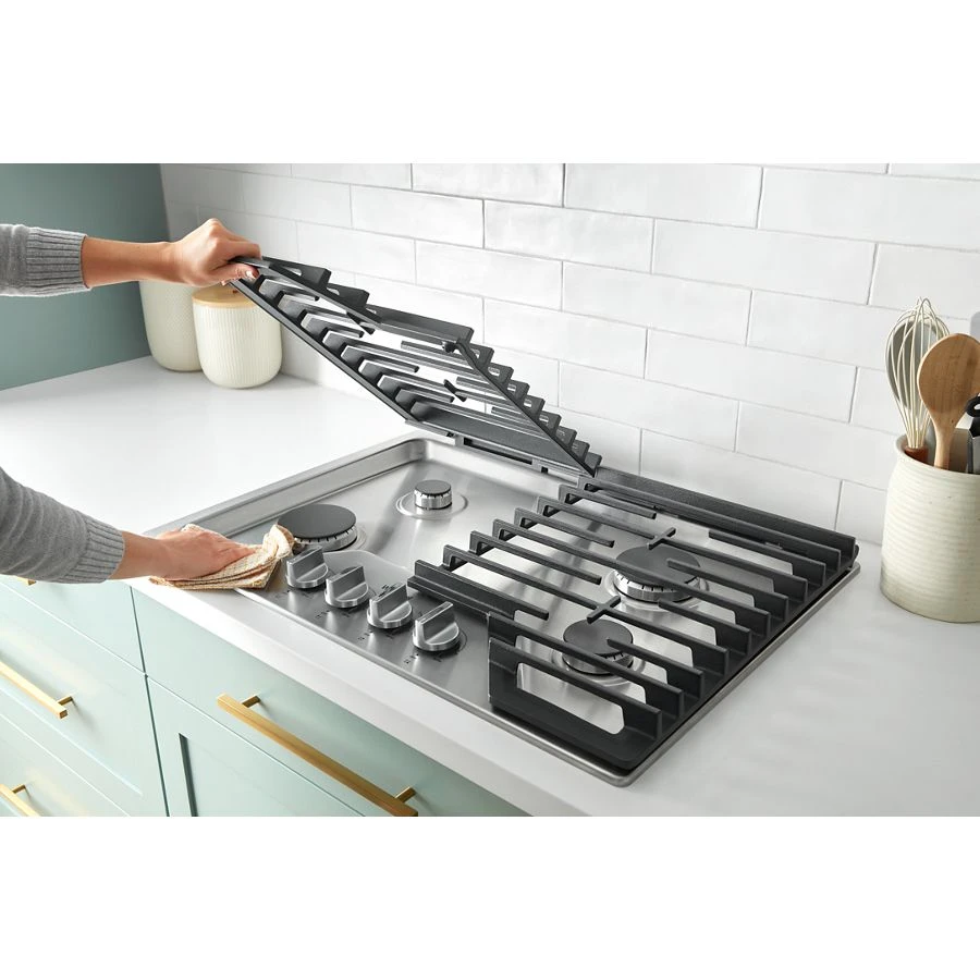 30-inch Gas Cooktop with EZ-2-Lift™ Hinged Cast-Iron Grates WCGK5030PW