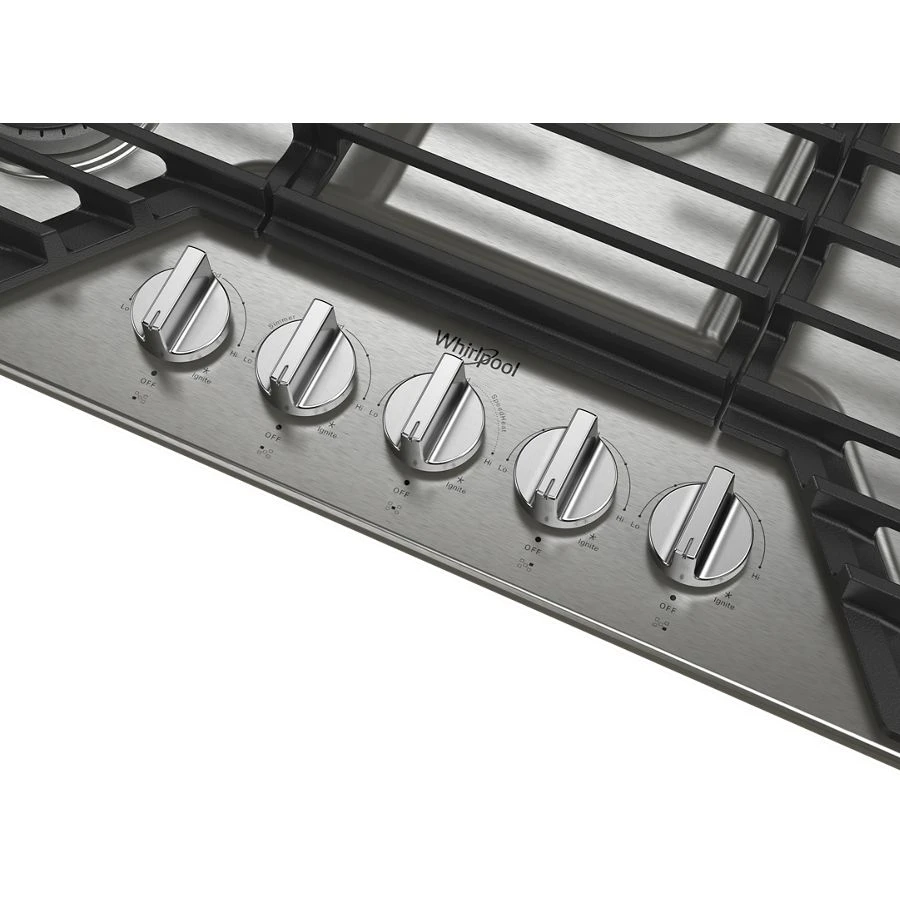36-inch Gas Cooktop with 5 Burners and EZ-2-Lift™ Hinged Cast-Iron Grates WCGK5036PS