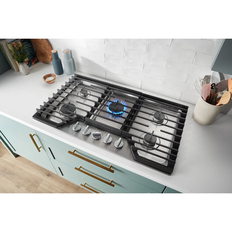 36-inch Gas Cooktop with EZ-2-Lift™ Hinged Cast-Iron Grates WCGK5036PV