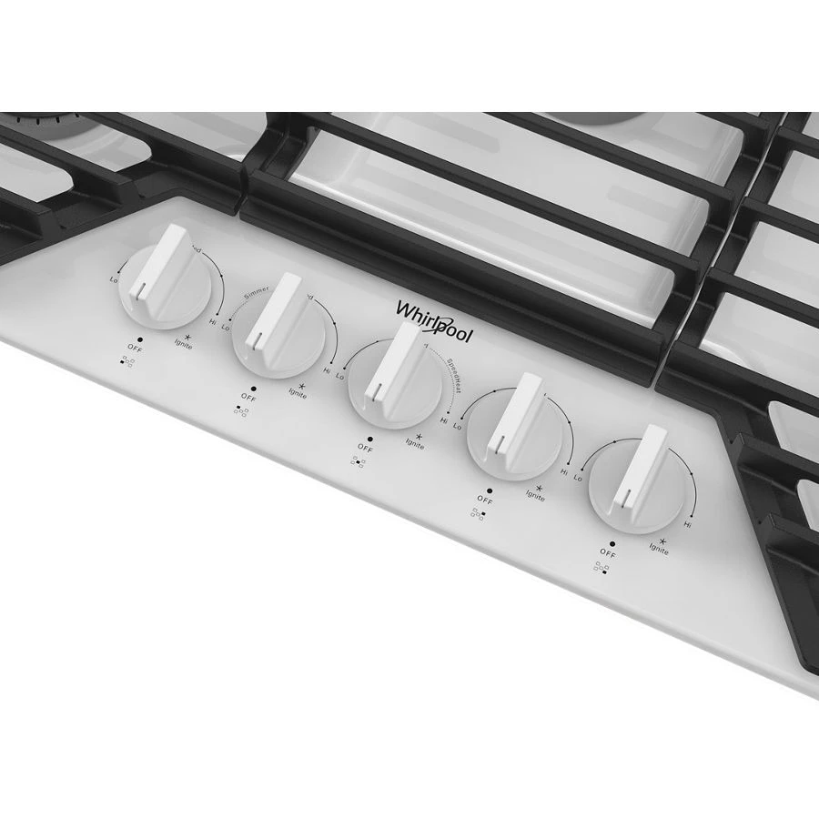 36-inch Gas Cooktop with EZ-2-Lift™ Hinged Cast-Iron Grates WCGK5036PW