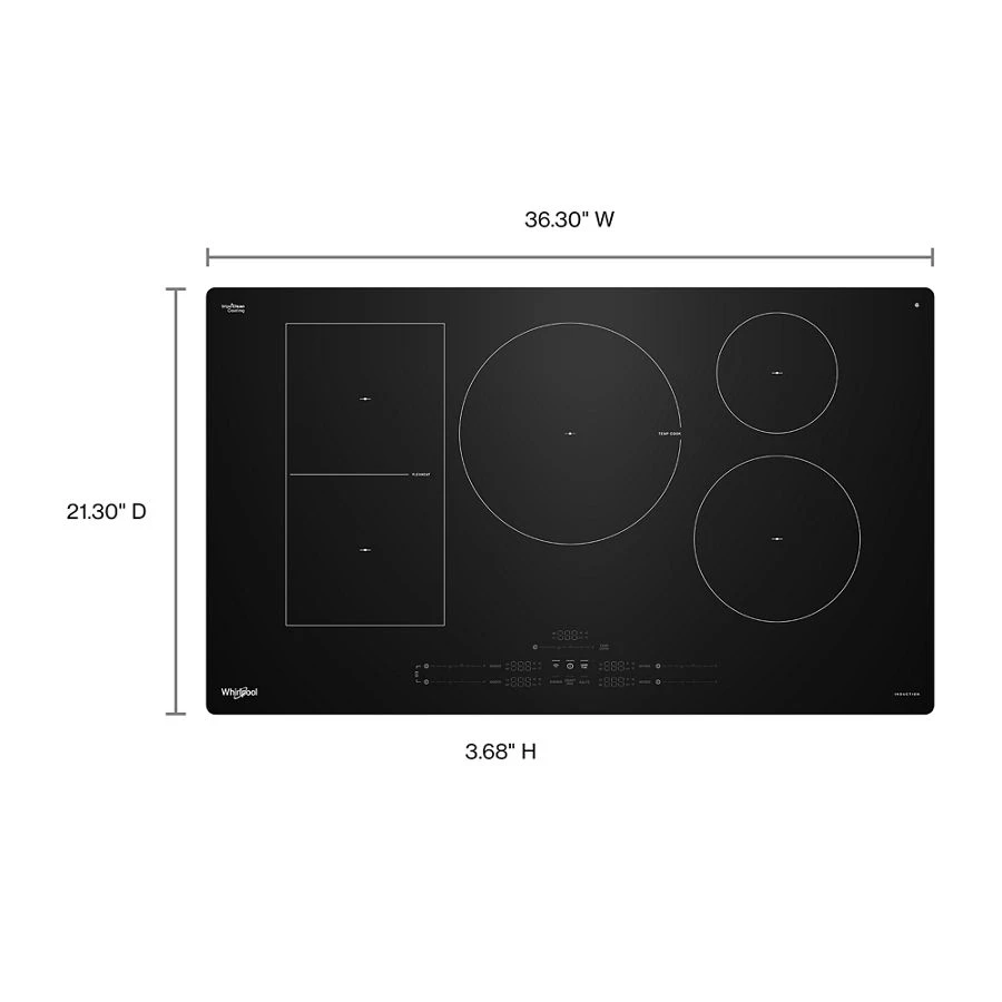 36" Intelligent Induction Cooktop with Temp Cook™ Technology and WipeClean™ Coating WCIT7536SB