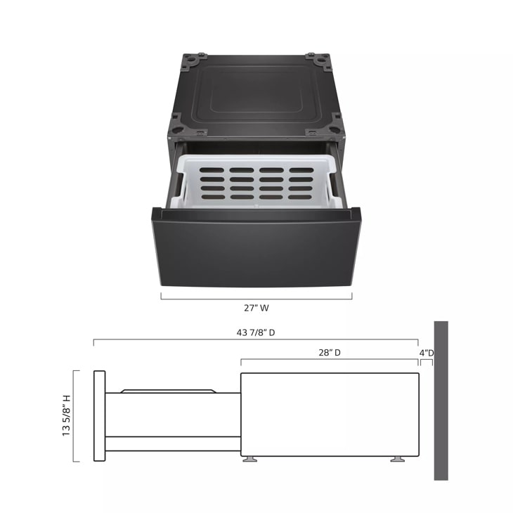 LG Laundry Pedestal Storage Drawer for 27" Front Load Washers and Dryers with Basket WDP6M