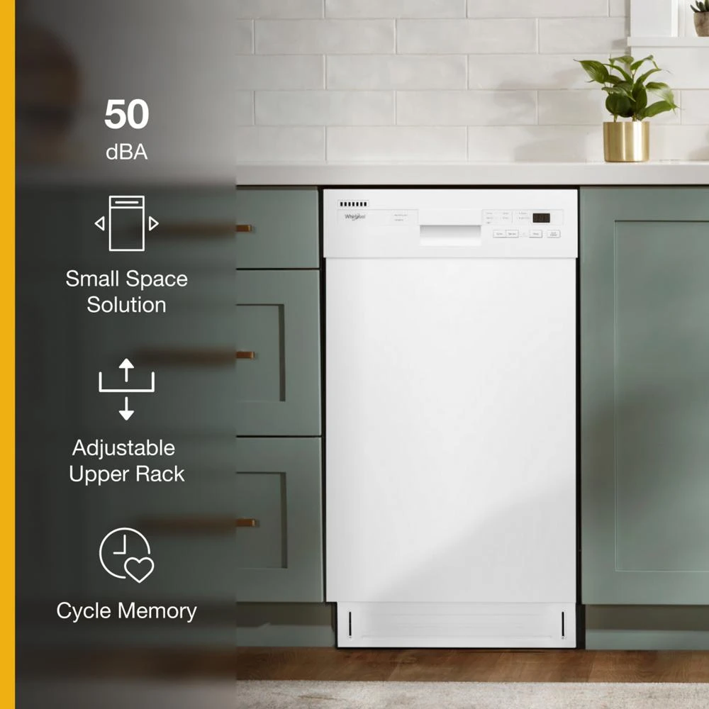 Small-Space Compact Dishwasher with Stainless Steel Tub WDPS5118PW