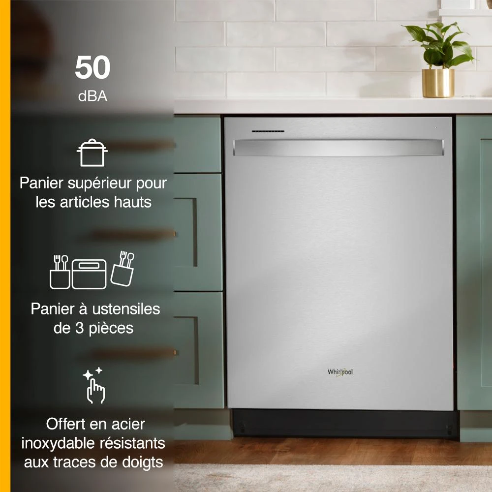 24” Stainless Steel Dishwasher with AI Intelligent Wash and Tall Top Rack WDT740SALZ