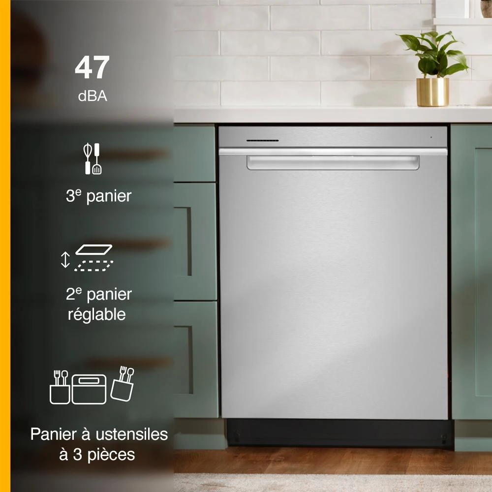 24” Stainless Steel Dishwasher with AI Intelligent Wash - 47 dBA WDTA50SAKZ