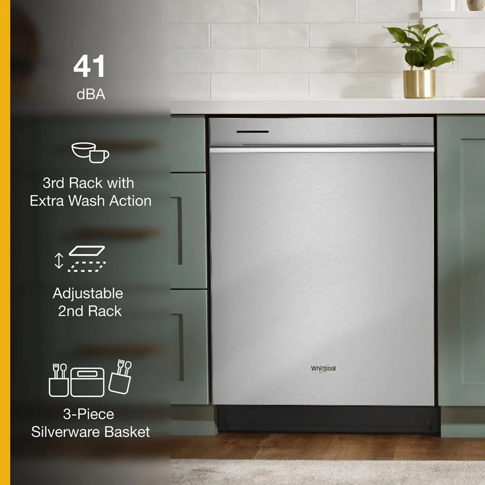 Fingerprint Resistant Quiet Dishwasher with 3rd Rack & Large Capacity WDTA80SAKZ
