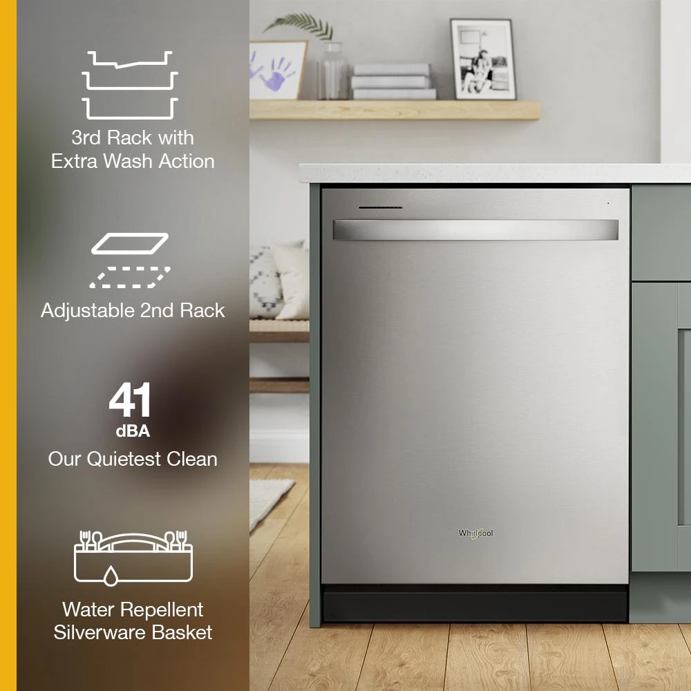 Eco Series Quiet Dishwasher with a washing 3rd Rack & Water Repellent Silverware Basket WDTS7024RZ