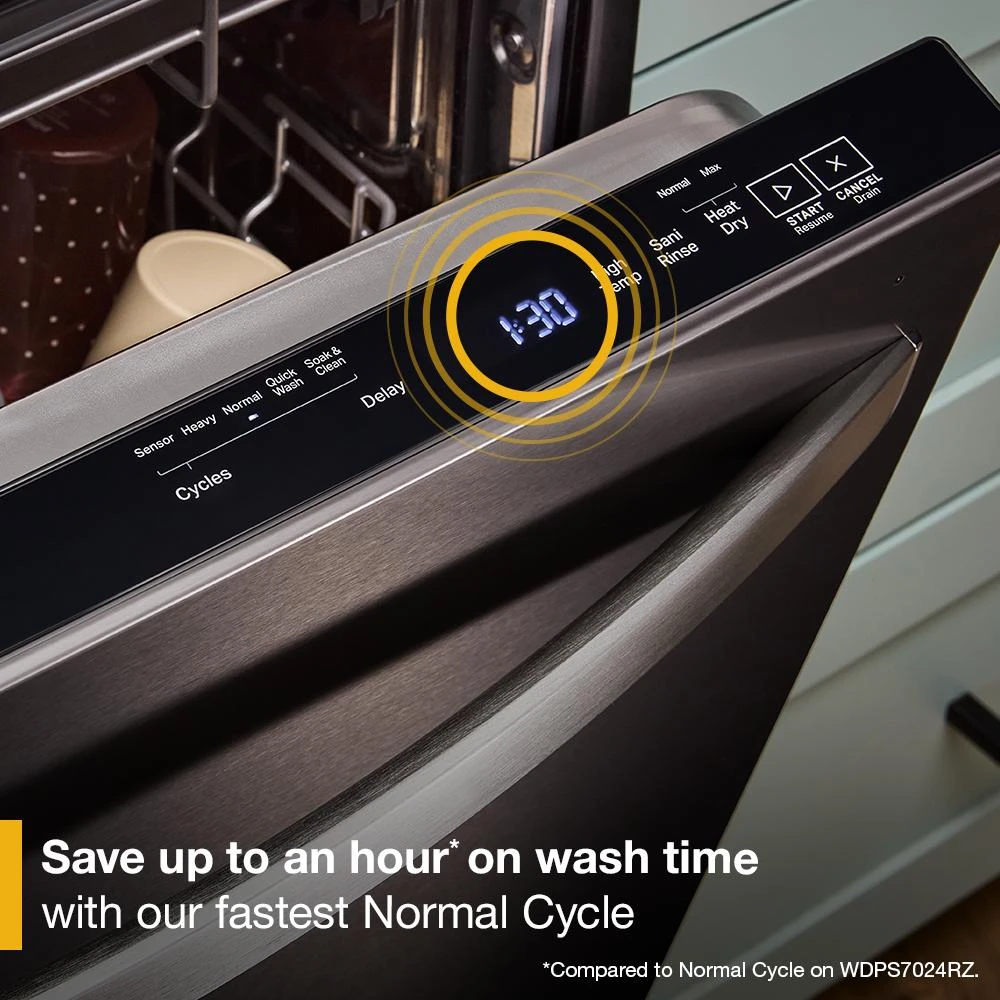 24-Inch Top Control Dishwasher with Total Coverage Wash and Auto Open Air Dry in Fingerprint Resistant Stainless Steel WDTS8024SV