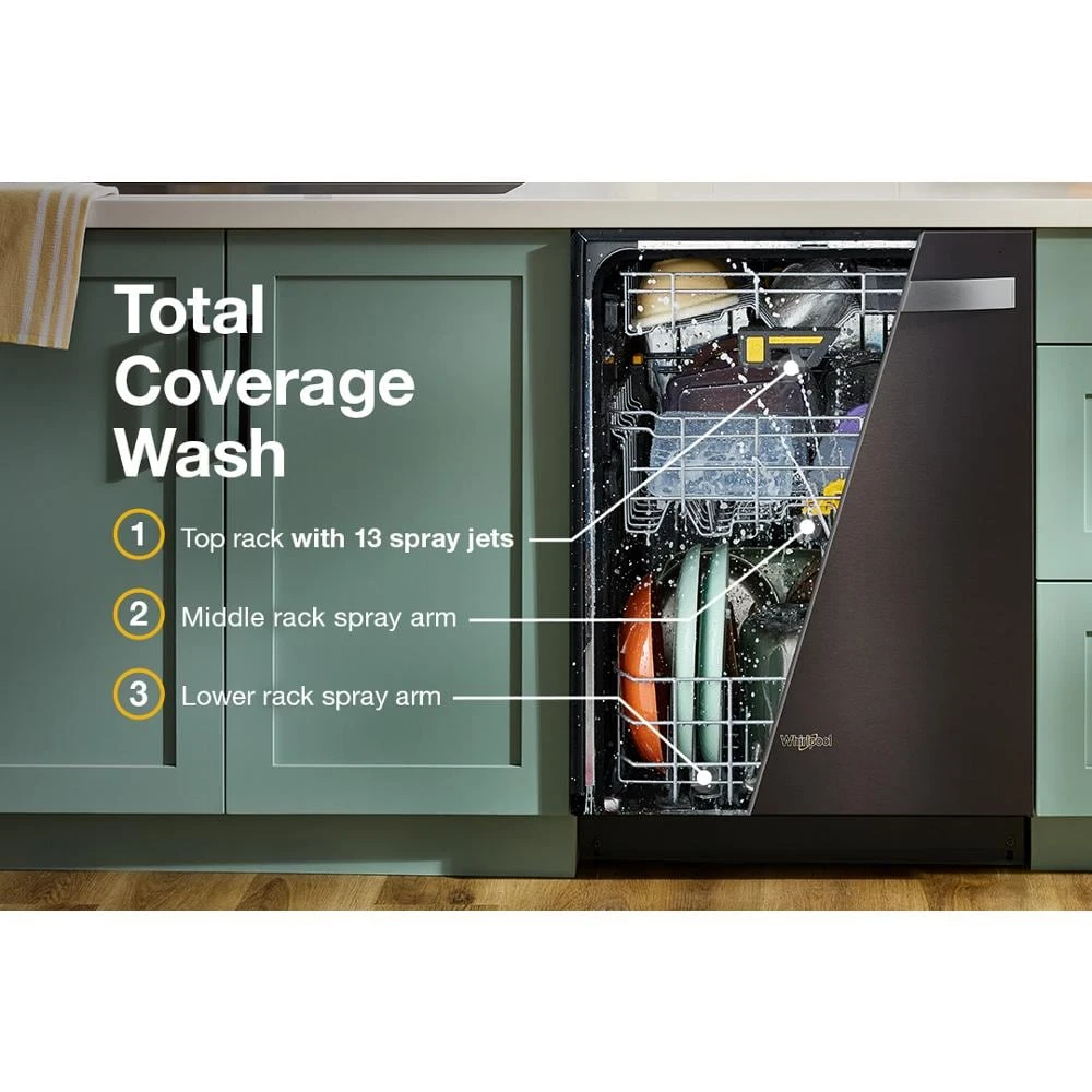 24-Inch Top Control Dishwasher with Total Coverage Wash and Auto Open Air Dry in Fingerprint Resistant Stainless Steel WDTS8024SV