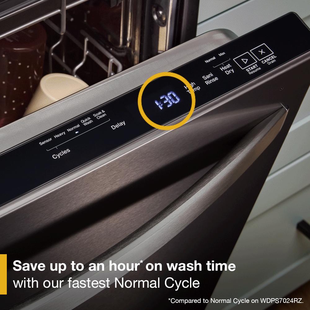 24-Inch Top Control Dishwasher with Total Coverage Wash and Auto Open Air Dry in Fingerprint Resistant Stainless Steel WDTS8024SV