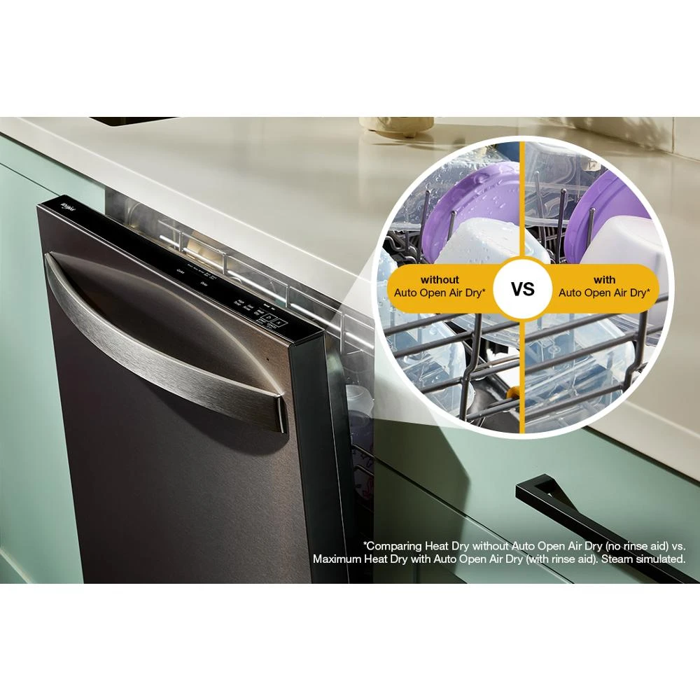 24-Inch Top Control Dishwasher with Total Coverage Wash and Auto Open Air Dry in Fingerprint Resistant Stainless Steel WDTS8024SV