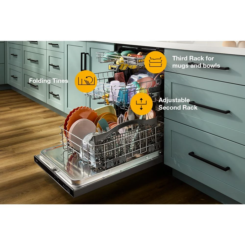 24-Inch Top Control Dishwasher with Total Coverage Wash and Auto Open Air Dry in Fingerprint Resistant Stainless Steel WDTS8024SV