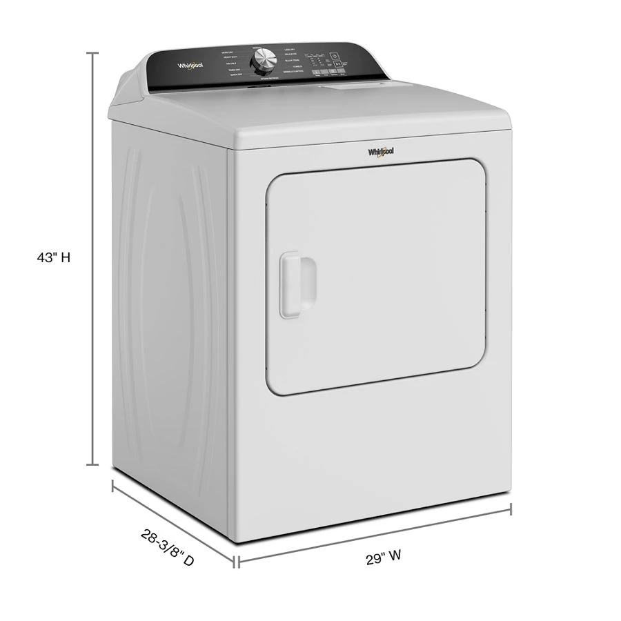 7.0 Cu. Ft. Whirlpool® Top Load Electric Dryer with Moisture Sensor WED6150PW