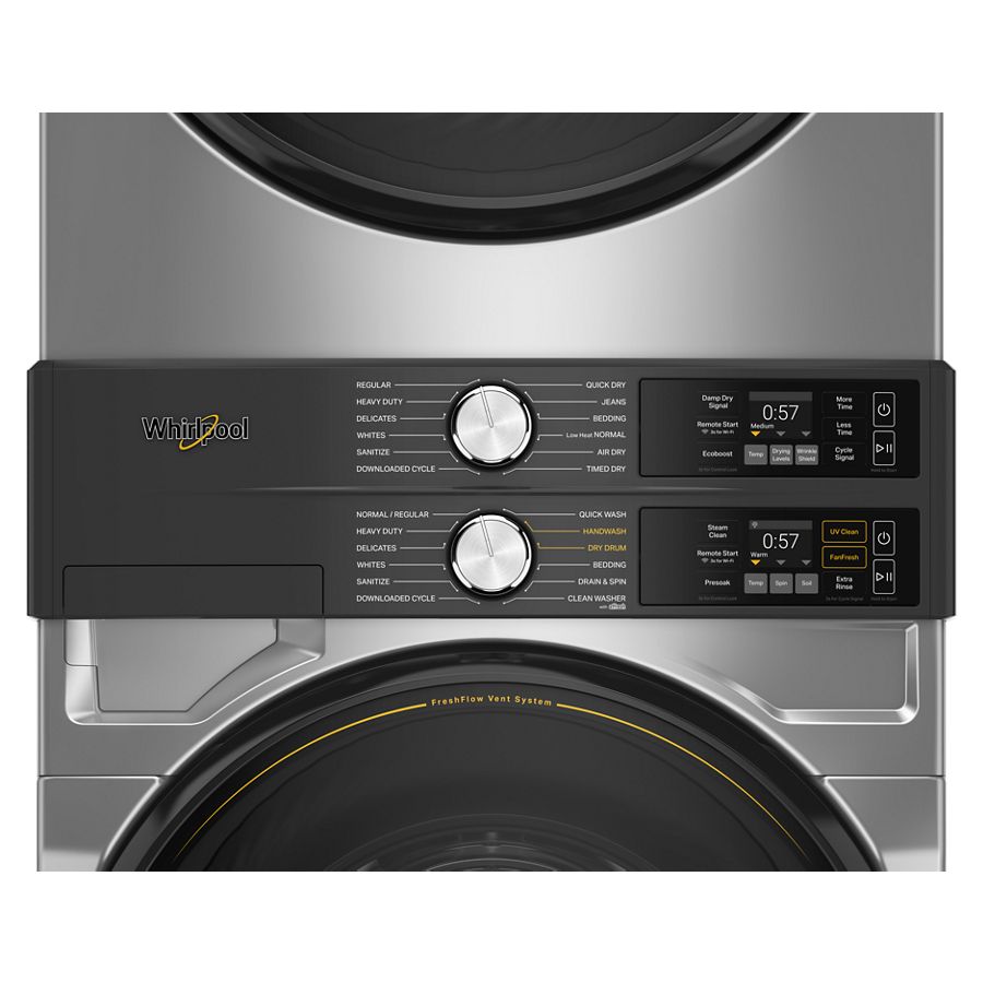 Smart ENERGY STAR® Front Load Laundry Tower with UV Clean Technology & FreshFlowTM Vent System 4.5 cu. ft. Washer & 7.4 cu. ft. Electric Dryer WEF5727TR