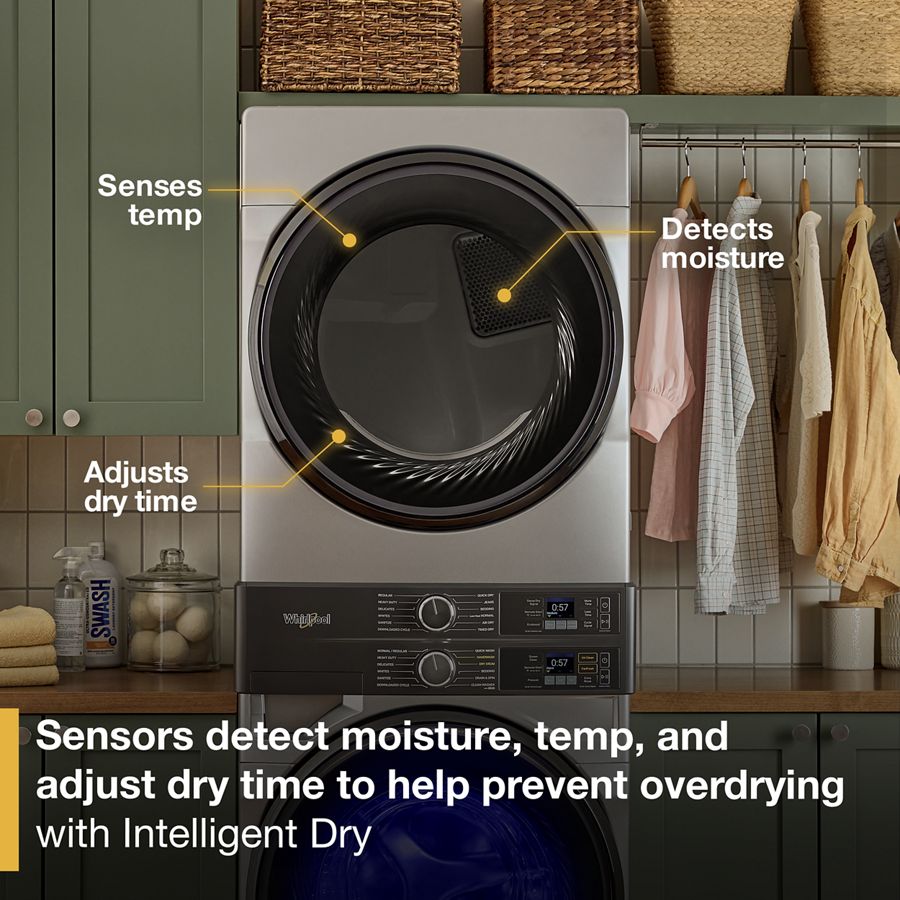 Smart ENERGY STAR® Front Load Laundry Tower with UV Clean Technology & FreshFlowTM Vent System 4.5 cu. ft. Washer & 7.4 cu. ft. Electric Dryer WEF5727TR