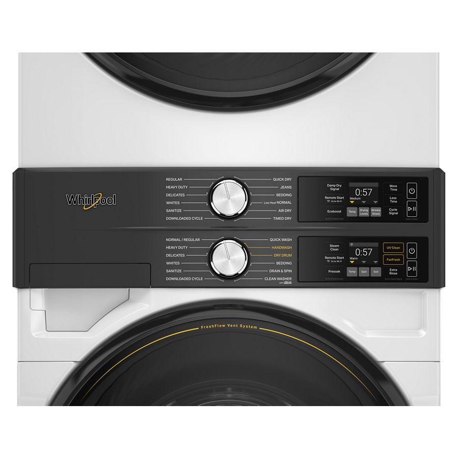 4.5 Cu. Ft. Smart Energy Star® Front Load Washer & 7.4 Cu. Ft. Electric Dryer Laundry Tower With Freshflowtm Vent System & Uv Clean Technology WEF5727TW