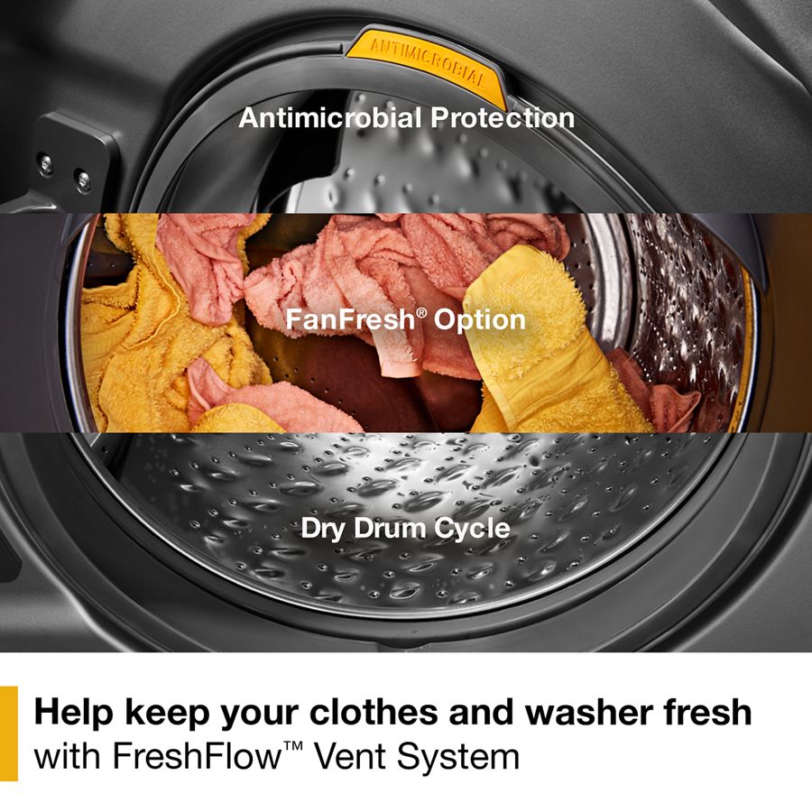4.5 Cu. Ft. Smart Energy Star® Front Load Washer & 7.4 Cu. Ft. Electric Dryer Laundry Tower With Freshflowtm Vent System & Uv Clean Technology WEF5727TW