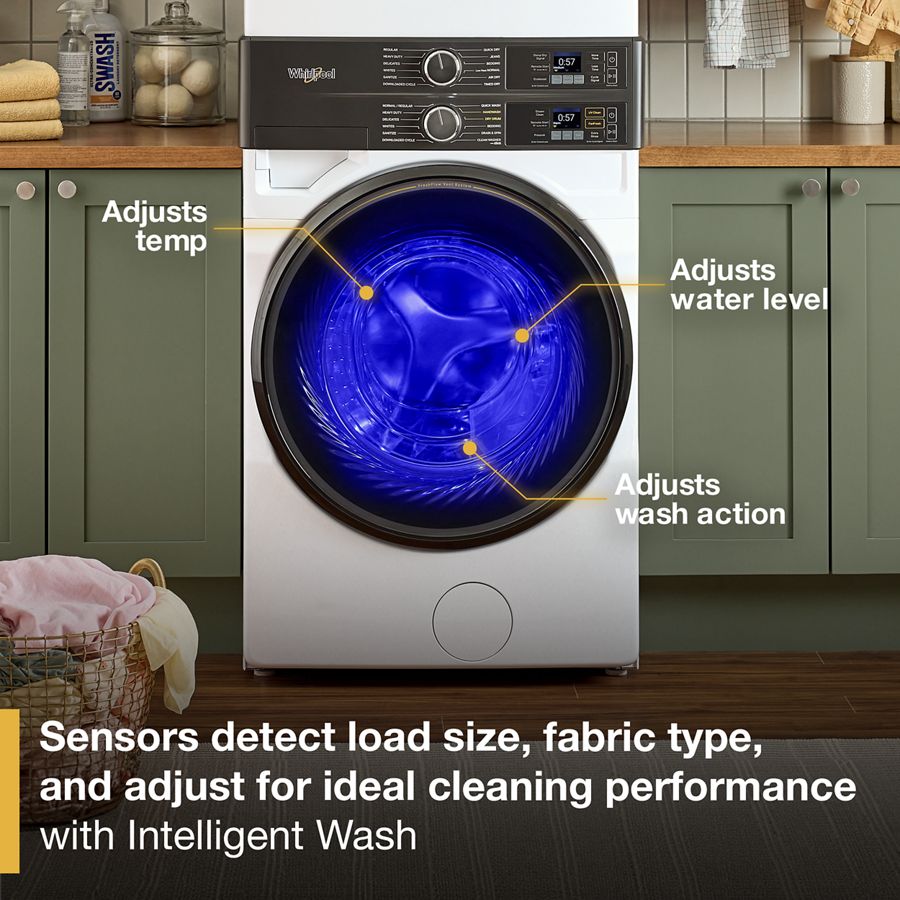 4.5 Cu. Ft. Smart Energy Star® Front Load Washer & 7.4 Cu. Ft. Electric Dryer Laundry Tower With Freshflowtm Vent System & Uv Clean Technology WEF5727TW
